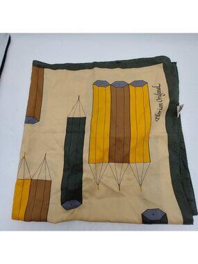 Elcrian Original Square Scarf Pencil Print Brown Black Tan Japan 25”